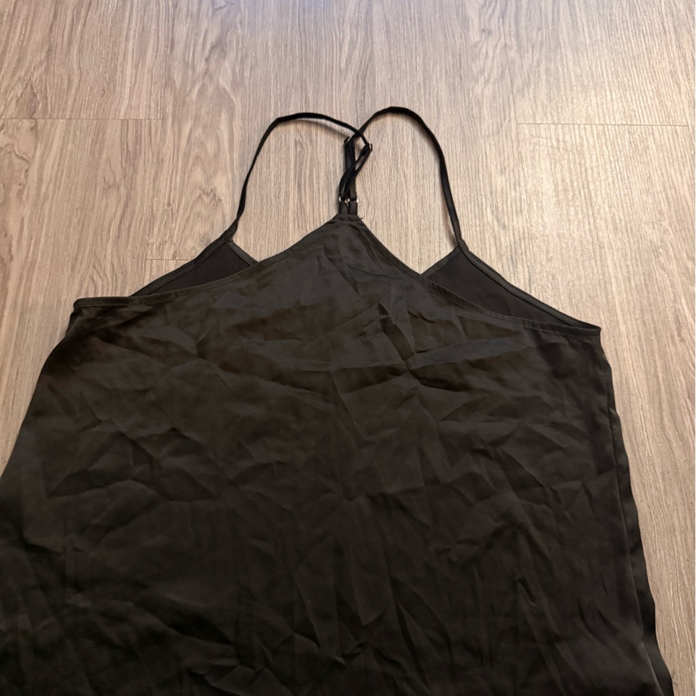Black Satin Slip Dress with Spaghetti Straps - Picture 2 of 3